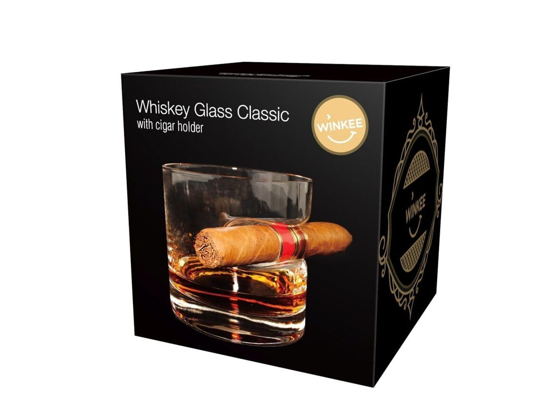 Whiskeyglas classic mit Zigarrenhalter