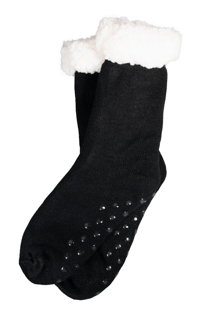 Hüttensocken Kuschelsocken Wollsocken Uni Schwarz