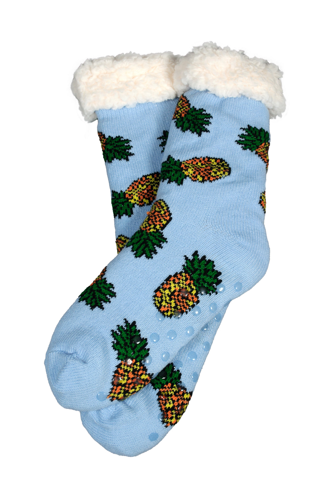 Hüttensocken Kuschelsocken Wollsocken Ananas Blau