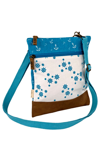 Crossbag Tasche Steuerrad & Anker Blau