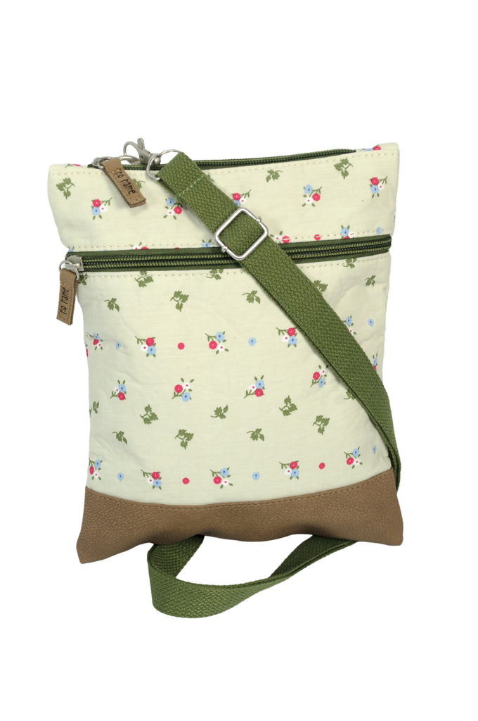 Crossbag Tasche Blümchen Beige