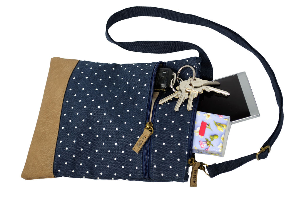 Crossbag Tasche Pünktchen Navy Beispiel