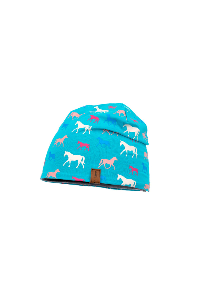 Kids Jersey Beanie "Pferd" türkis
