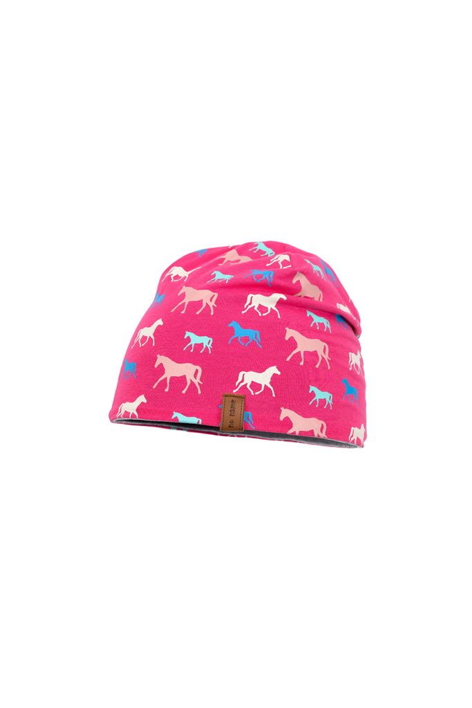 Kids Jersey Beanie "Pferd" pink
