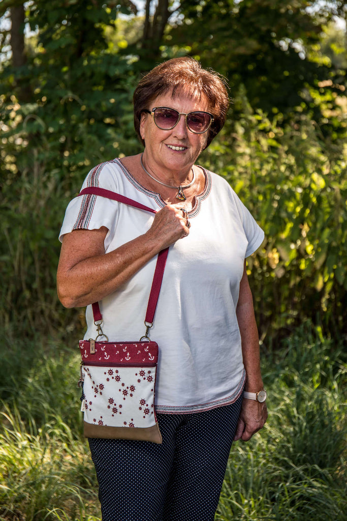 Crossbag Tasche Steuerrad & Anker Berry